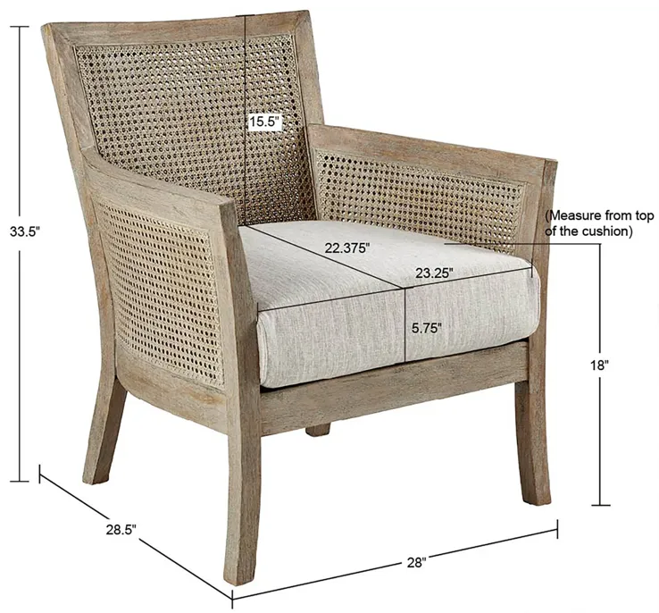 Madison Park Diedra Cream/Reclaimed Natural Cane Armchair