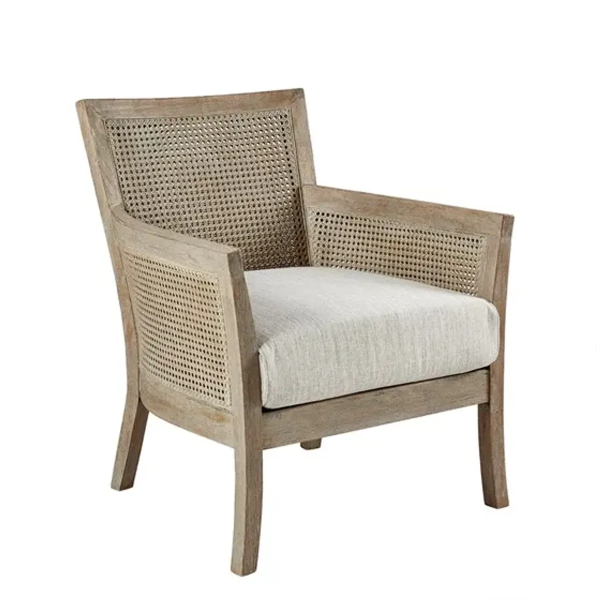 Madison Park Diedra Cream/Reclaimed Natural Cane Armchair