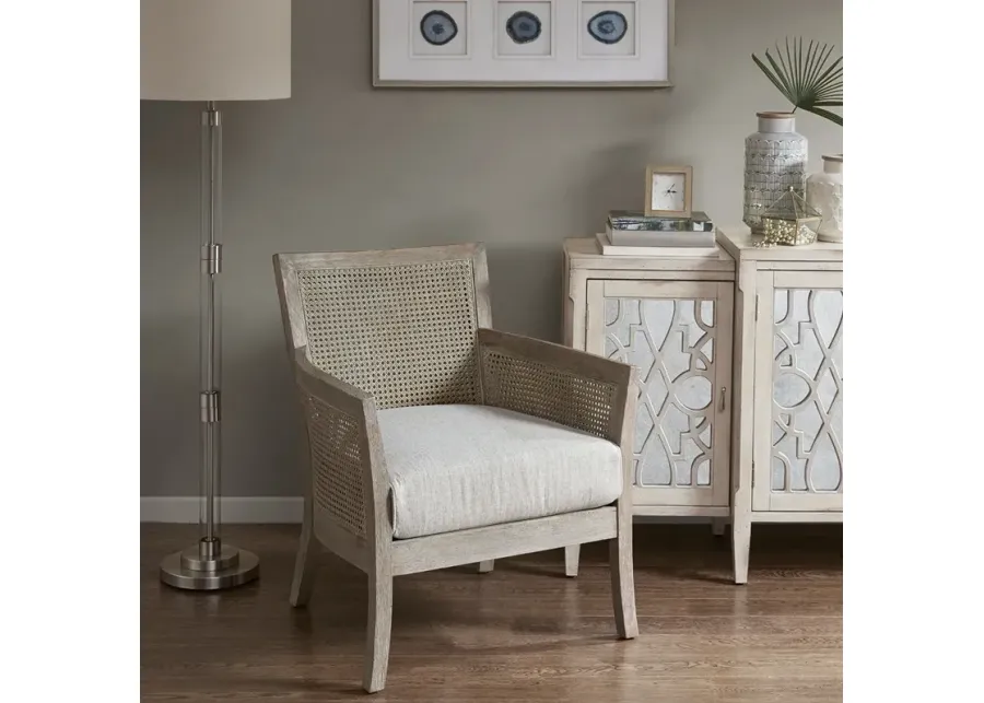 Madison Park Diedra Cream/Reclaimed Natural Cane Armchair