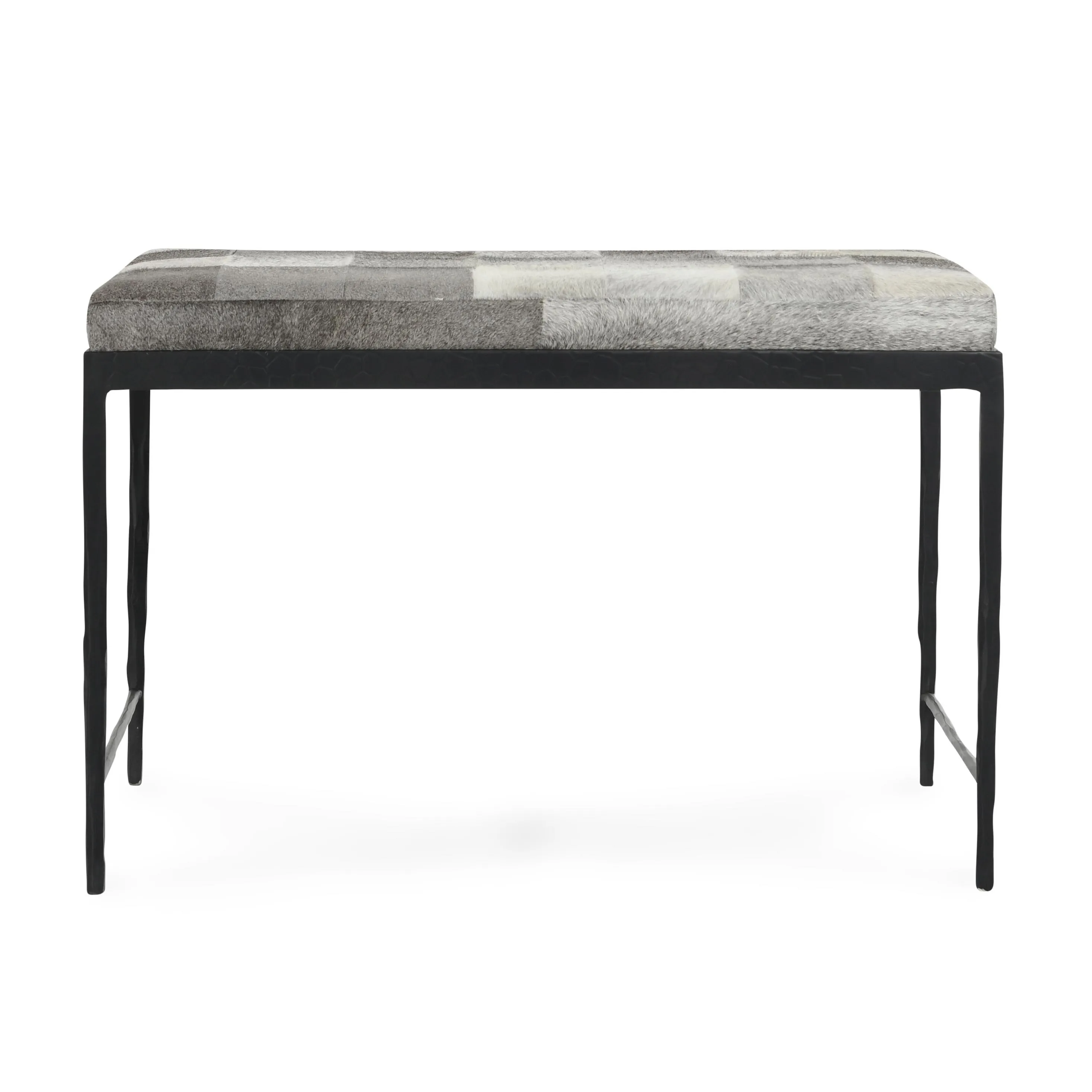 Achen Leather Hide Ottoman Bench in Gray