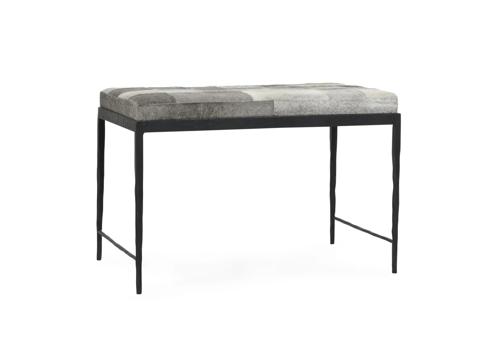 Achen Leather Hide Ottoman Bench in Gray