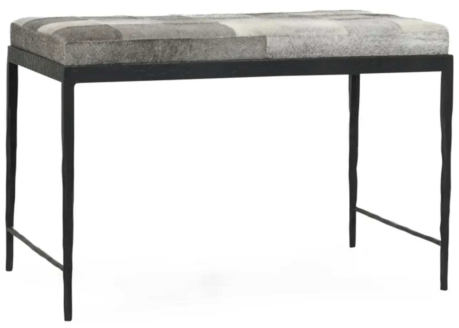 Achen Leather Hide Ottoman Bench in Gray