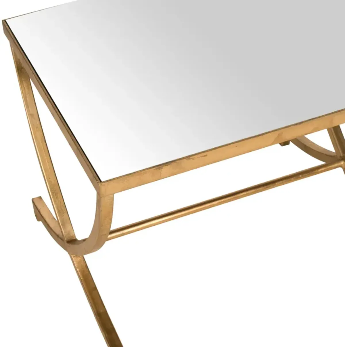 MAUREEN GLASS TOP GOLD LEAF ACCENT TABLE