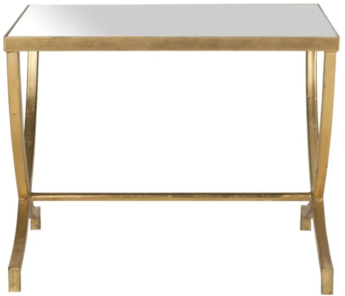 MAUREEN GLASS TOP GOLD LEAF ACCENT TABLE