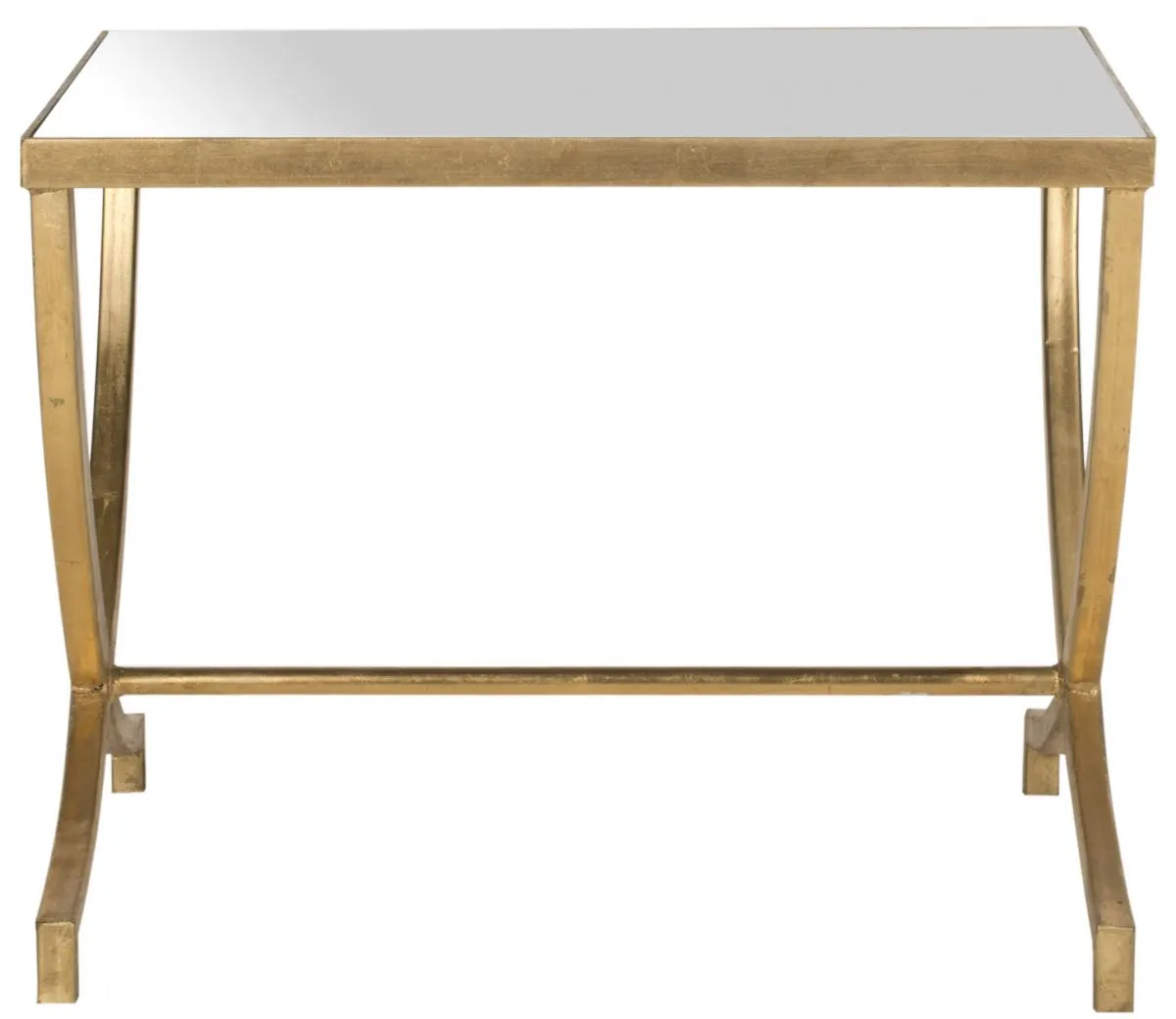 MAUREEN GLASS TOP GOLD LEAF ACCENT TABLE