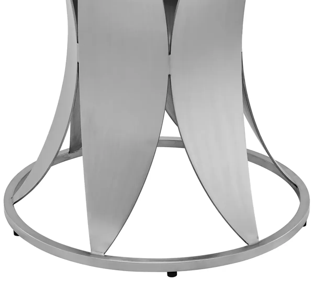 Petal Modern Glass and Stainless Steel Round Pedestal Dining Table