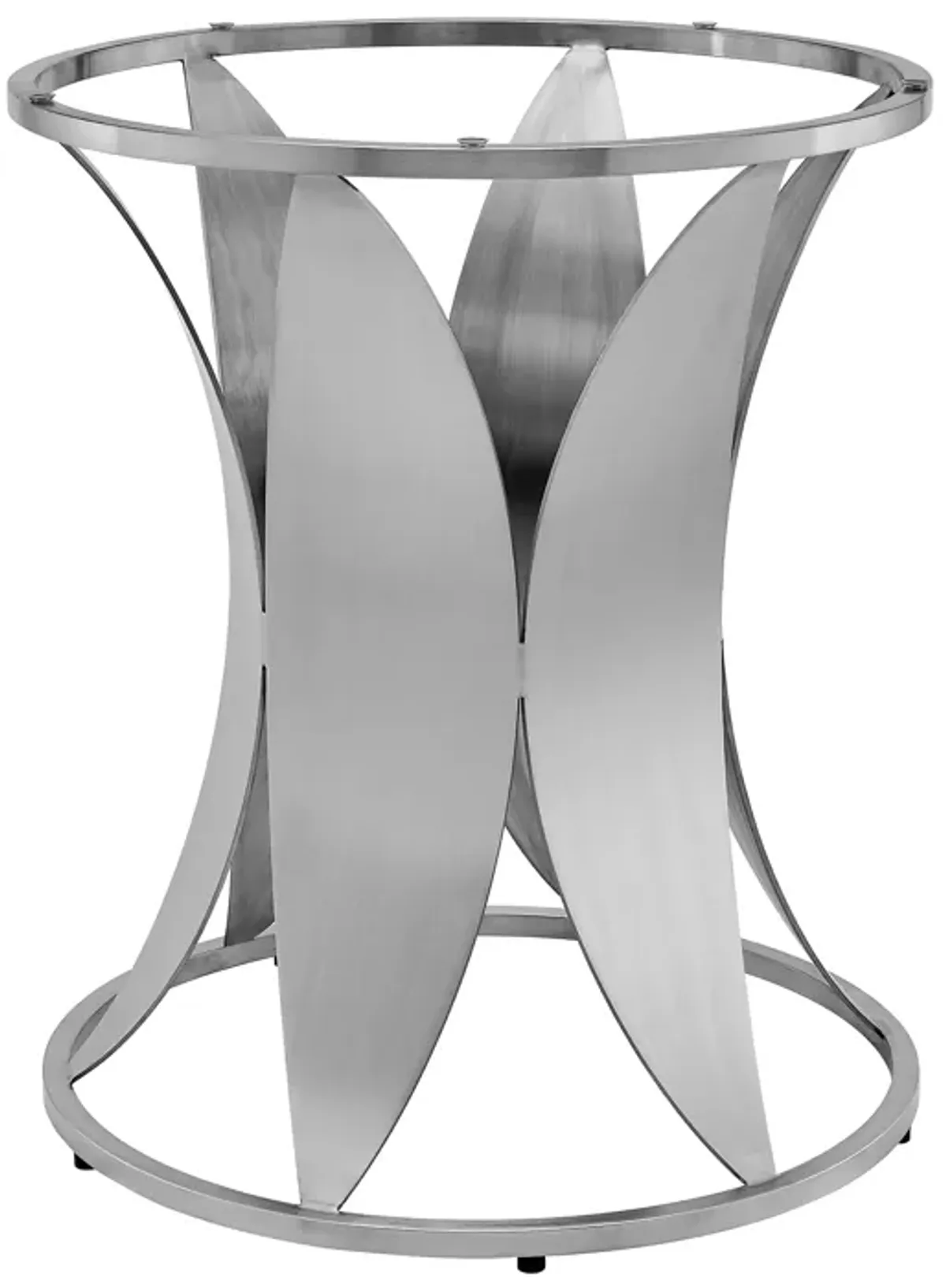 Petal Modern Glass and Stainless Steel Round Pedestal Dining Table