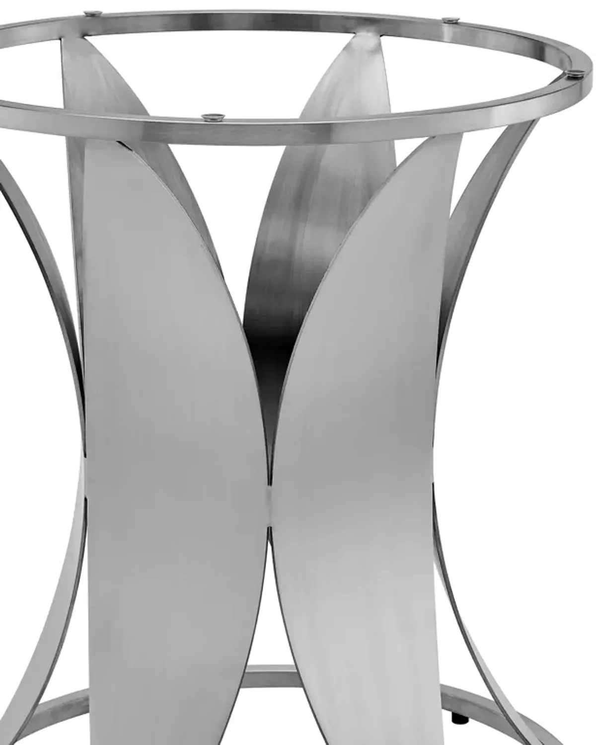 Petal Modern Glass and Stainless Steel Round Pedestal Dining Table