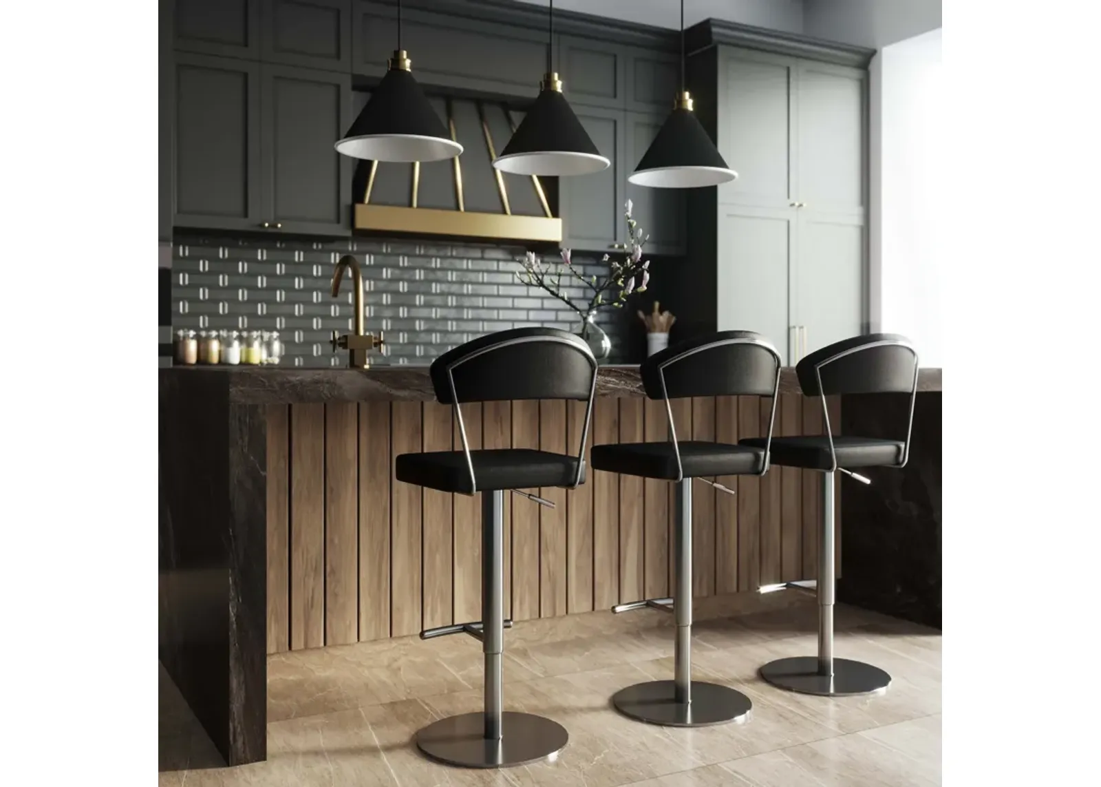 Cosmo Black on Black Steel Barstool