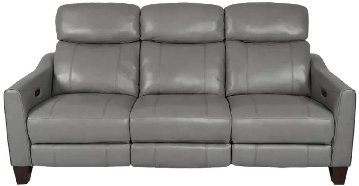 Milos 83" Zero Gravity Power Reclining Sofa in Light Gray Leather