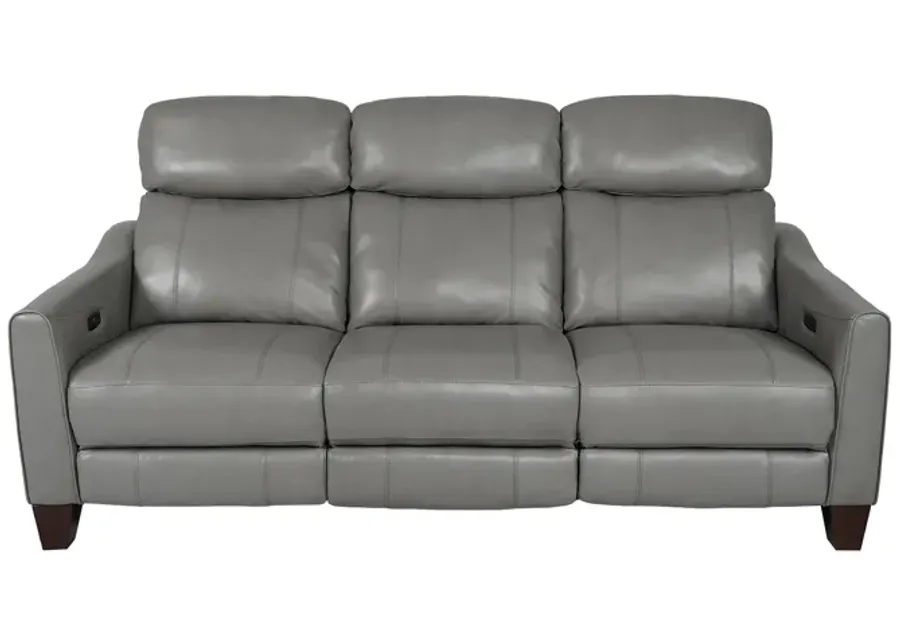 Milos 83" Zero Gravity Power Reclining Sofa in Light Gray Leather