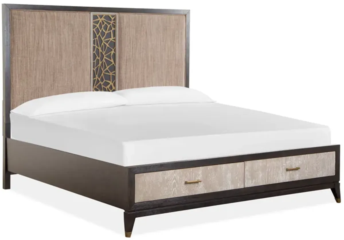 Ryker Complete Cal. King Panel Storage Bed w/Upholstered Headboard