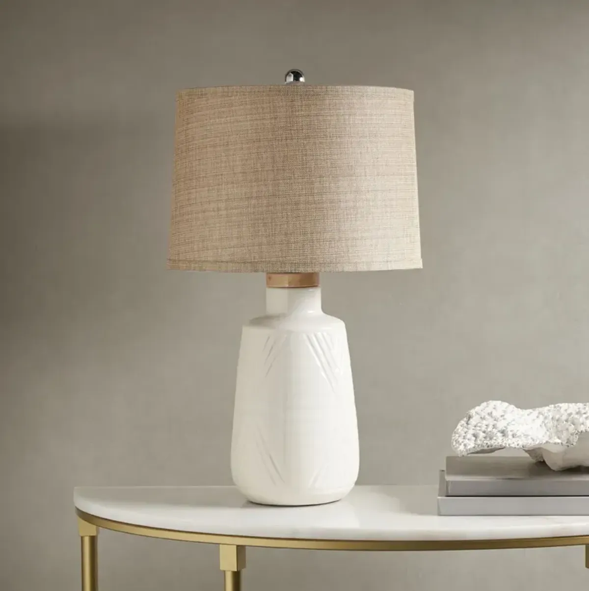 Hampton Hill Tate Ivory Boho Textured Ceramic Table Lamp