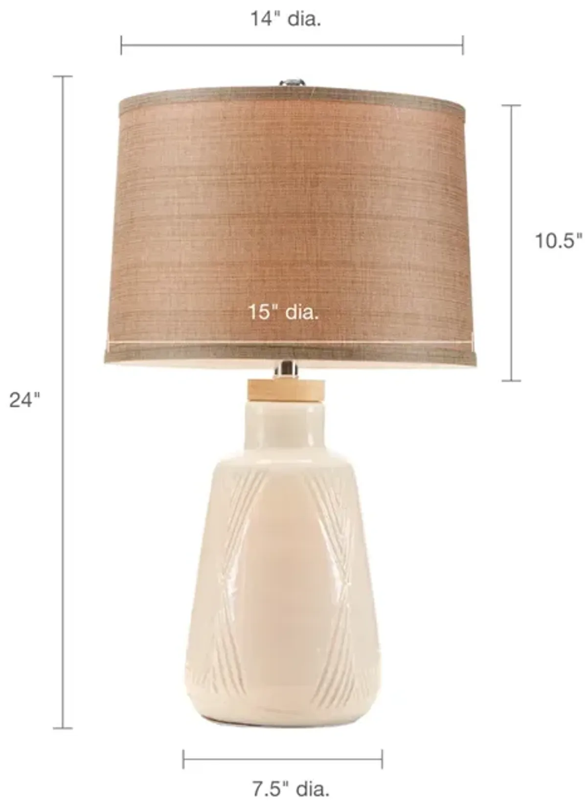 Hampton Hill Tate Ivory Boho Textured Ceramic Table Lamp