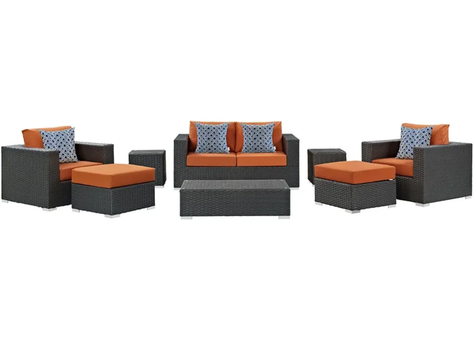 Sojourn 8 Piece Outdoor Patio Sunbrella® Sectional Set