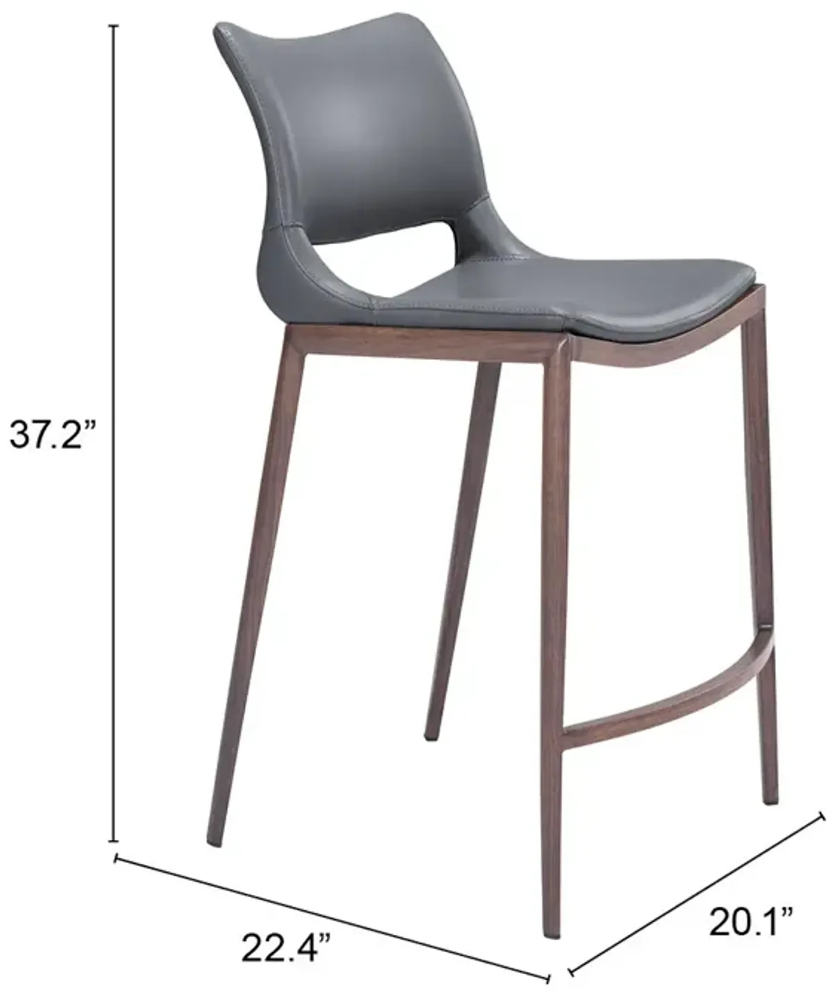 Ace Barstool (Set of 2) Dark Gray & Walnut