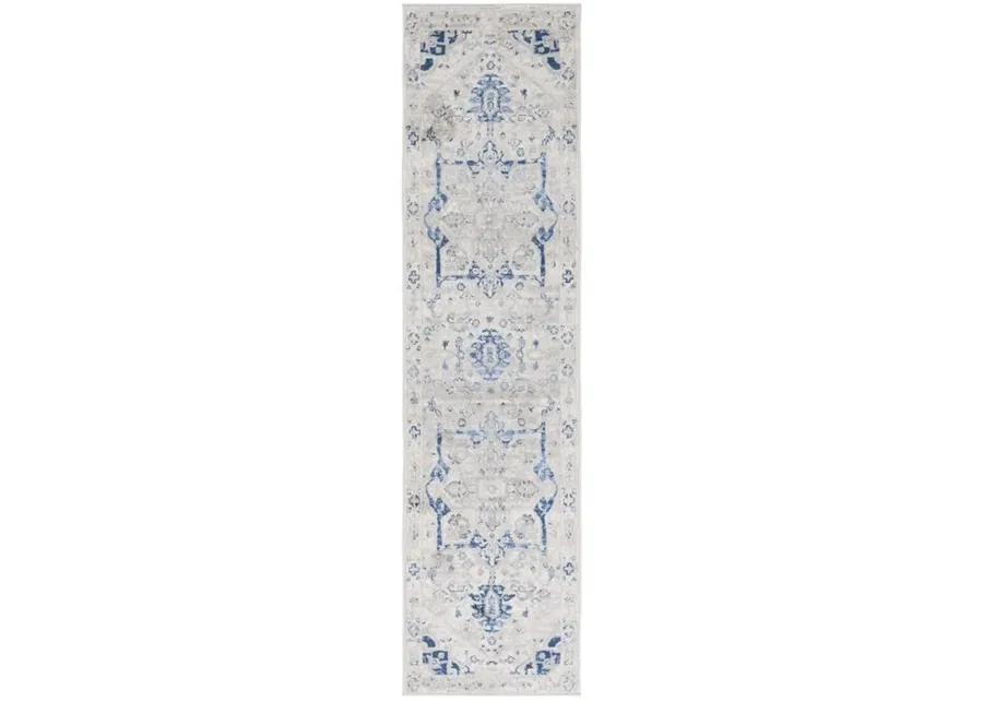 Brentwood 852 Beige / Blue 2' X 8' Runner Powerloomed Rug