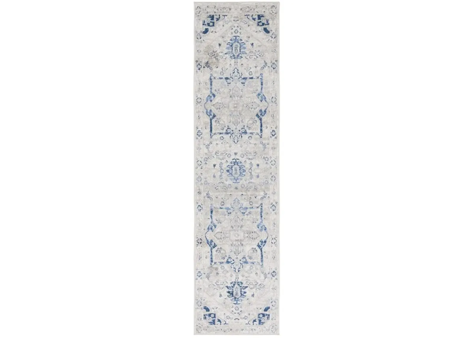 Brentwood 852 Beige / Blue 2' X 8' Runner Powerloomed Rug