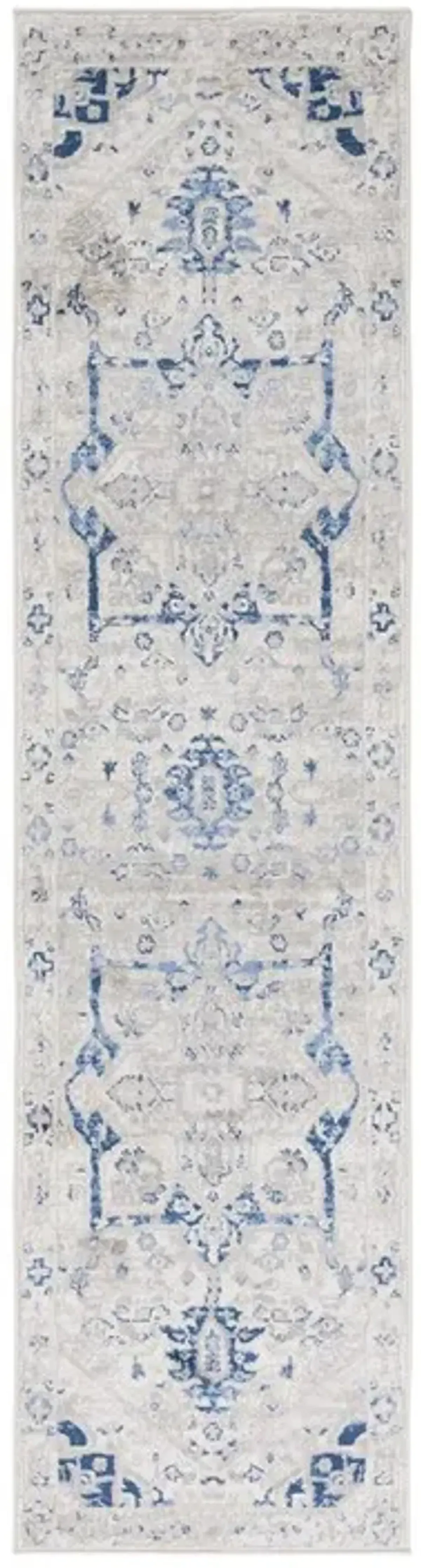 Brentwood 852 Beige / Blue 2' X 8' Runner Powerloomed Rug