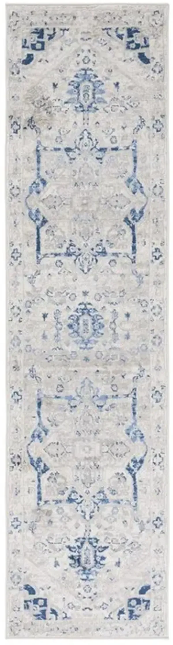 Brentwood 852 Beige / Blue 2' X 8' Runner Powerloomed Rug