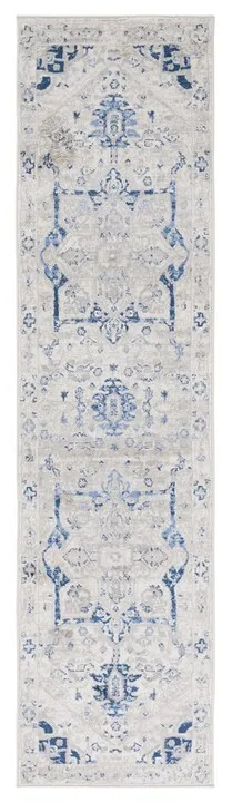 Brentwood 852 Beige / Blue 2' X 8' Runner Powerloomed Rug