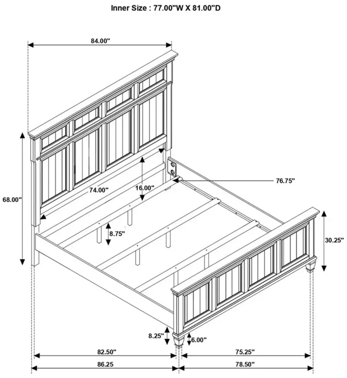 Avenue Eastern King Panel Bed Grey