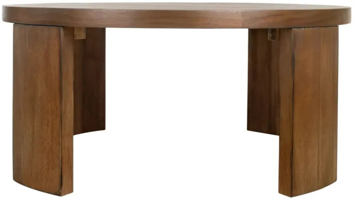 Londyn KD Round Coffee Table, Rustic Walnut 