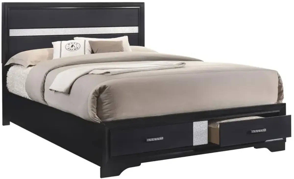 Miranda California King 2-drawer Storage Bed Black