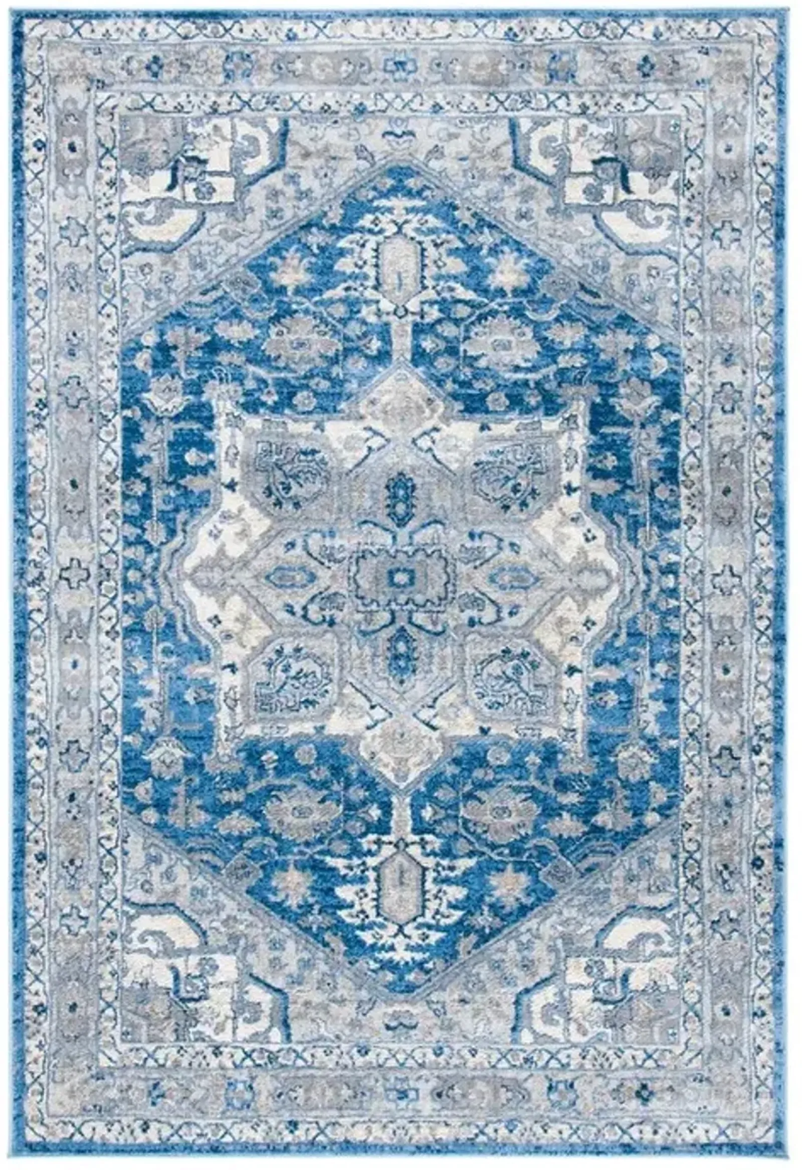 Brentwood 852 Blue / Grey 5'-3" X 7'-6" Medium Rectangle Powerloomed Rug