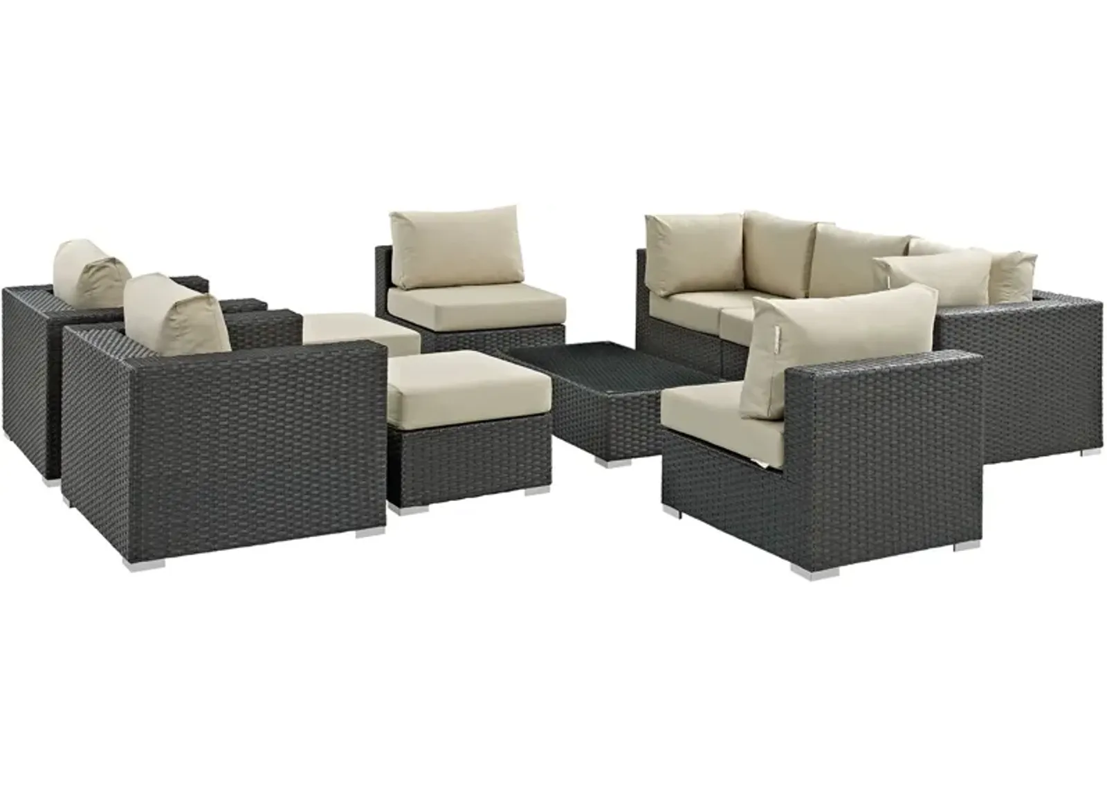 Sojourn 10 Piece Outdoor Patio Sunbrella® Sectional Set