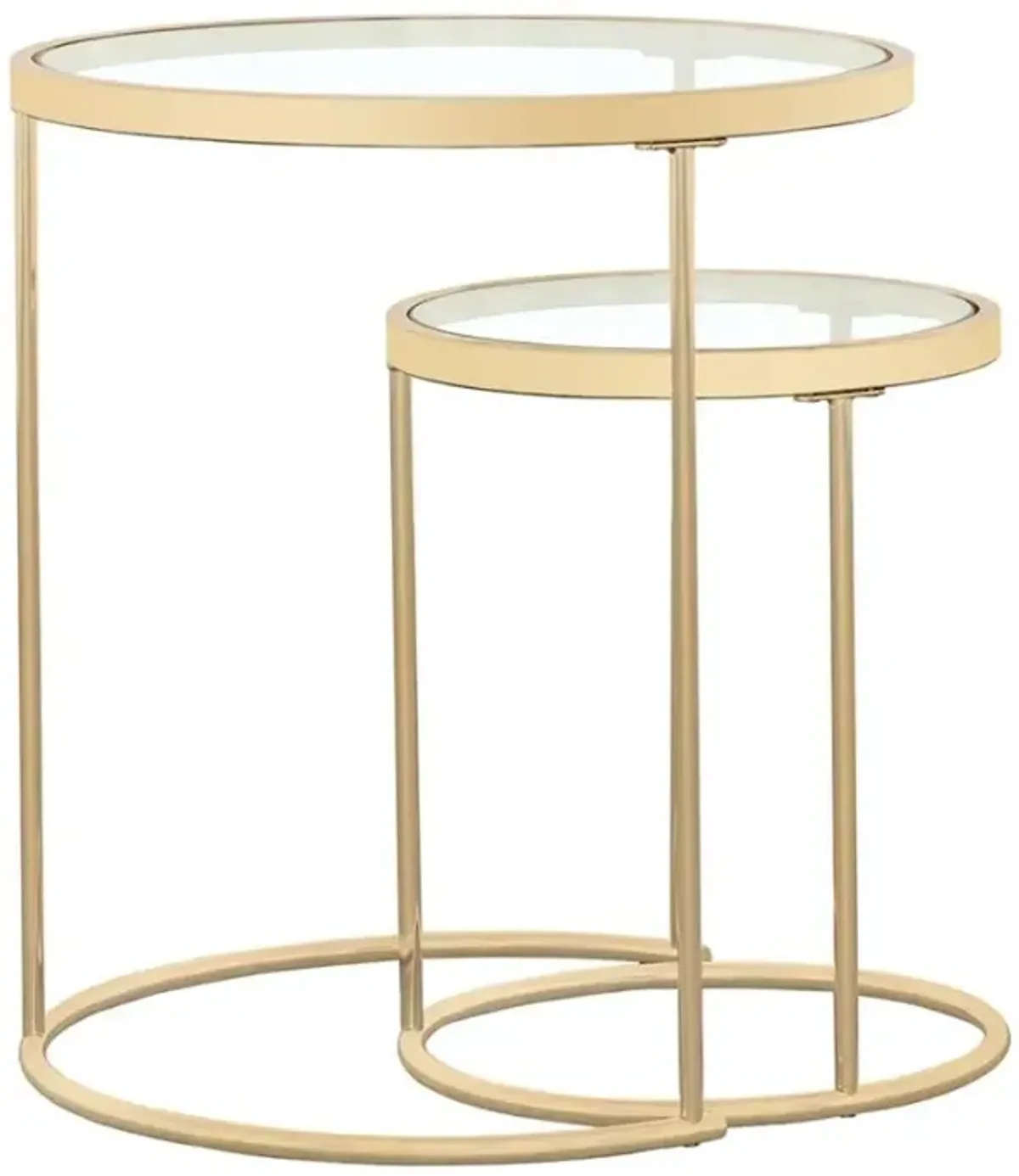 Maylin 2-piece Round Glass Top Nesting Tables Gold