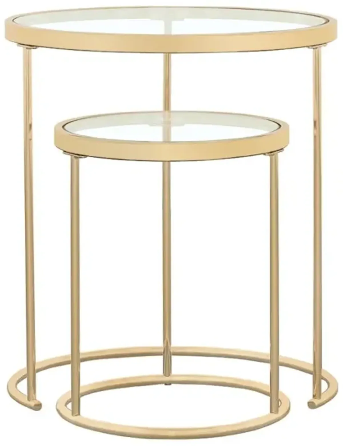 Maylin 2-piece Round Glass Top Nesting Tables Gold