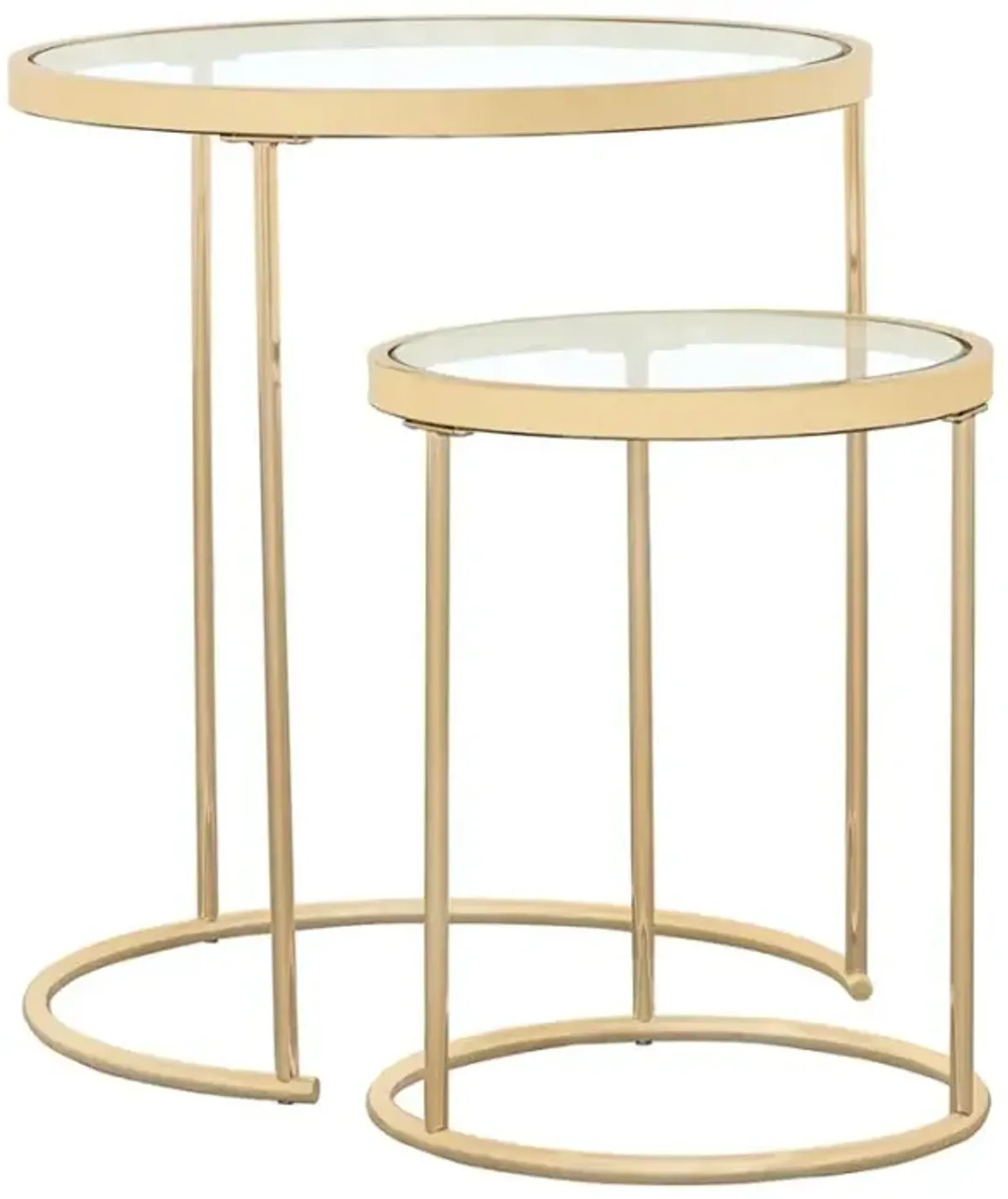 Maylin 2-piece Round Glass Top Nesting Tables Gold