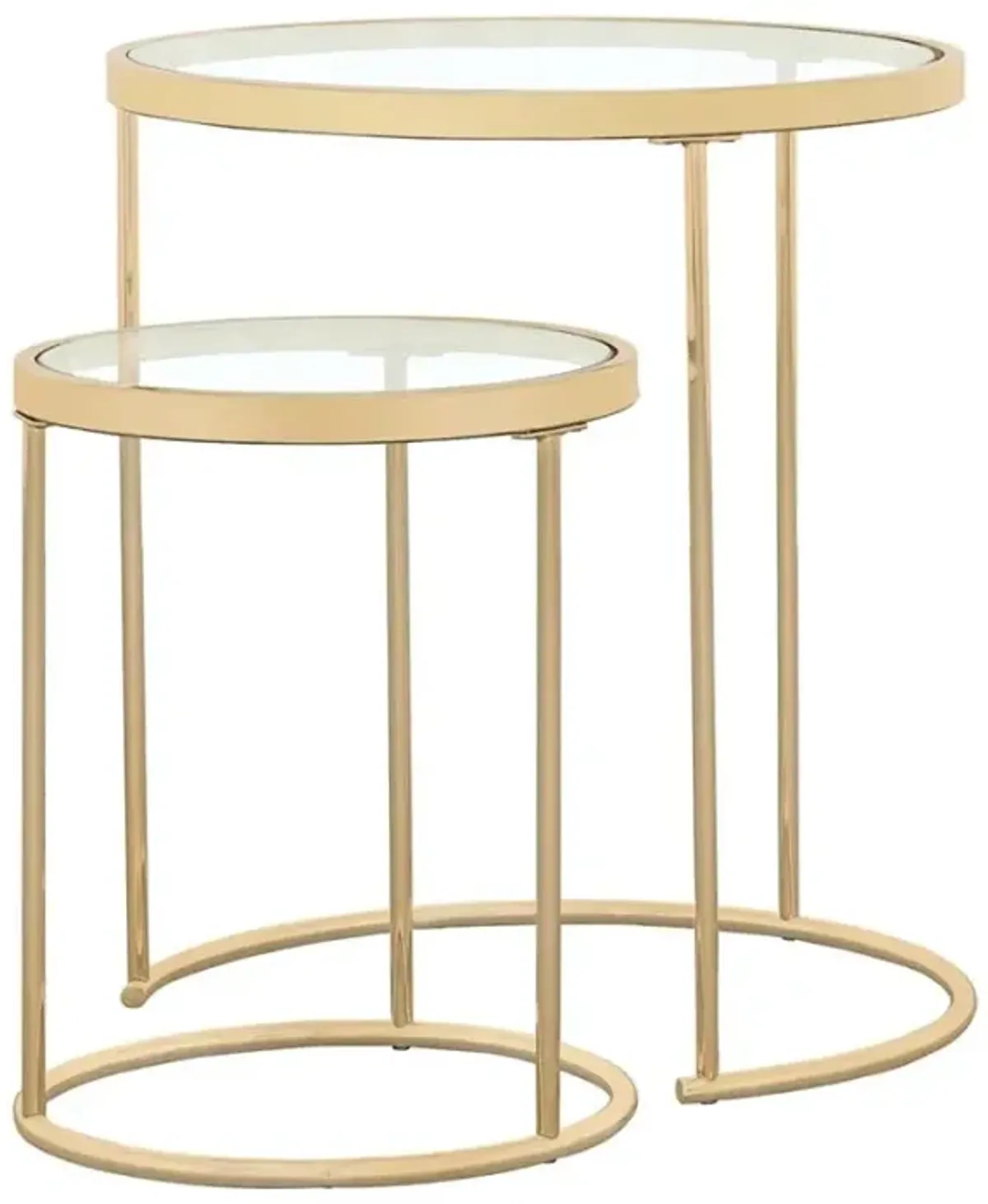 Maylin 2-piece Round Glass Top Nesting Tables Gold