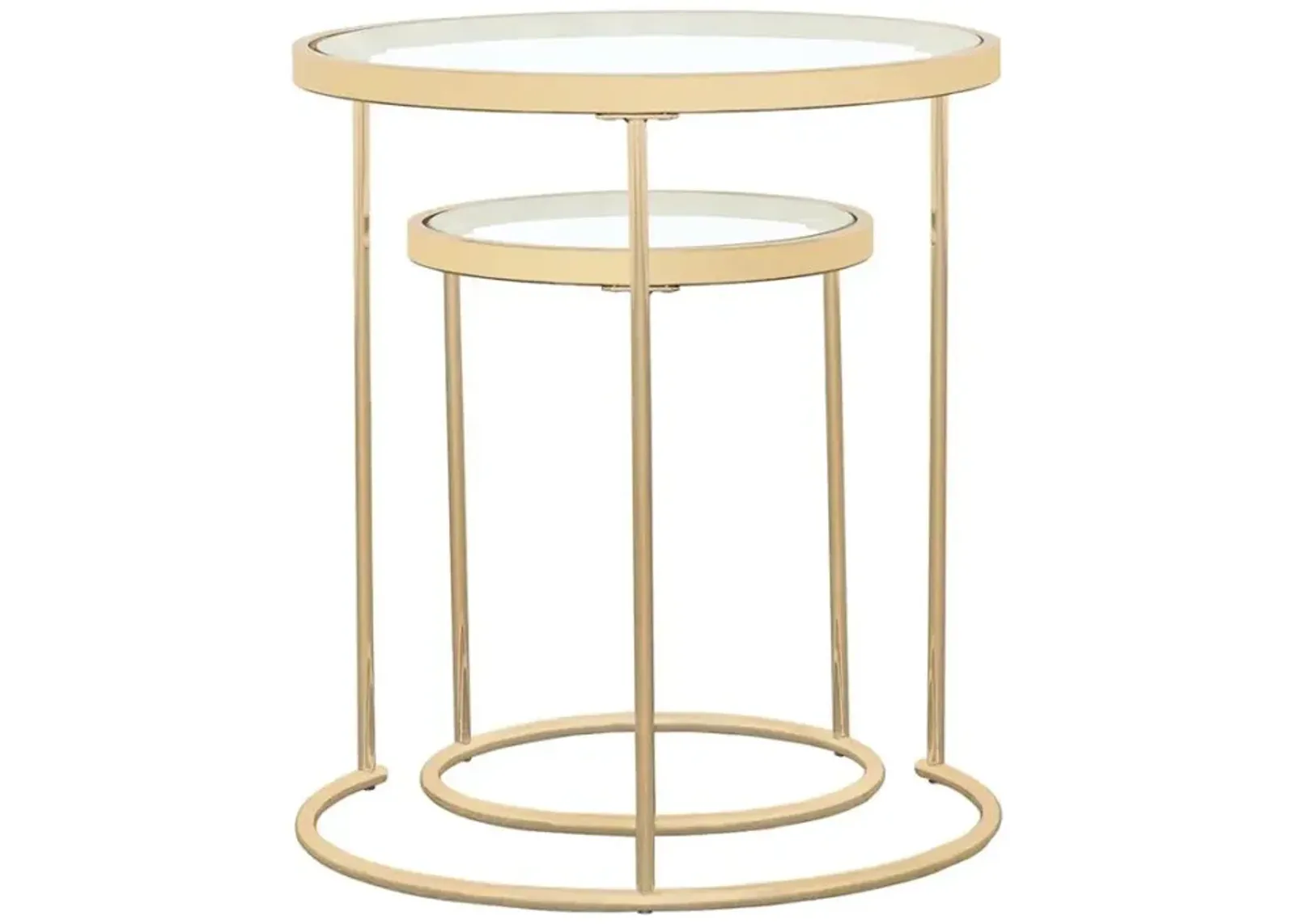 Maylin 2-piece Round Glass Top Nesting Tables Gold