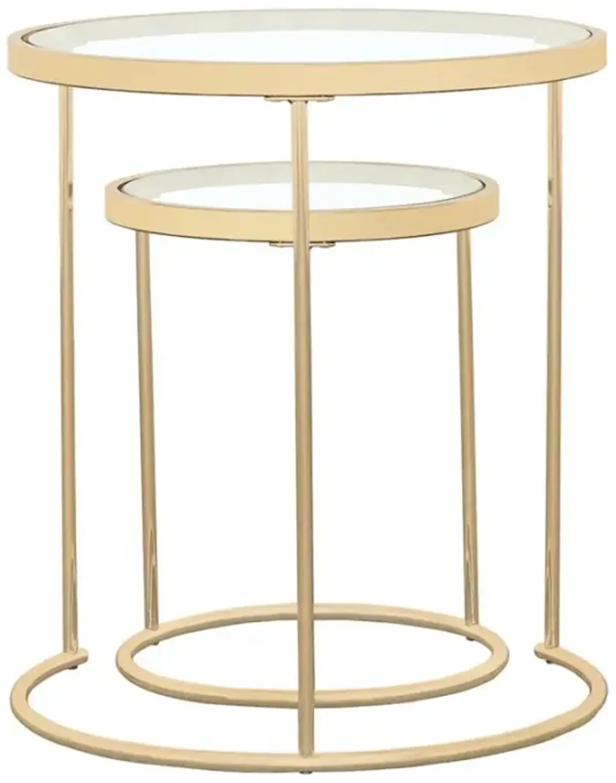 Maylin 2-piece Round Glass Top Nesting Tables Gold