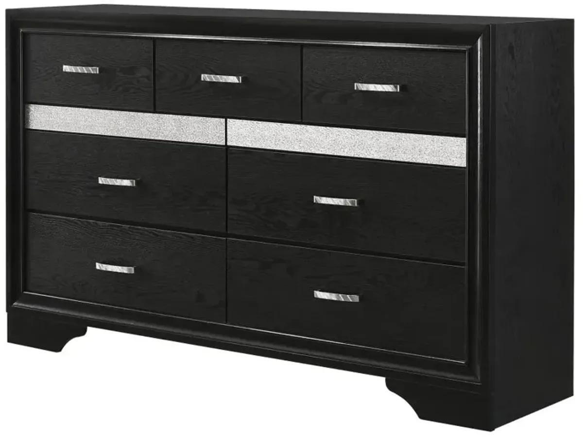 Miranda 7-drawer Dresser Black and Rhinestone