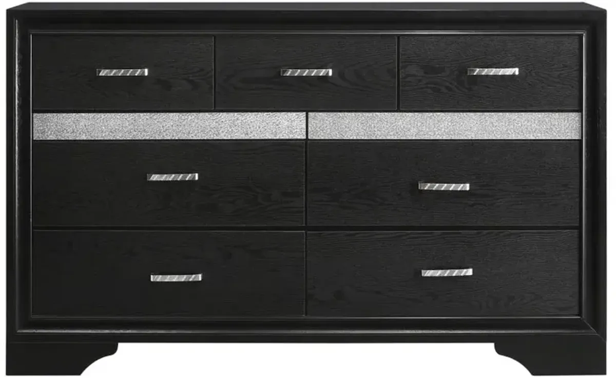 Miranda 7-drawer Dresser Black and Rhinestone