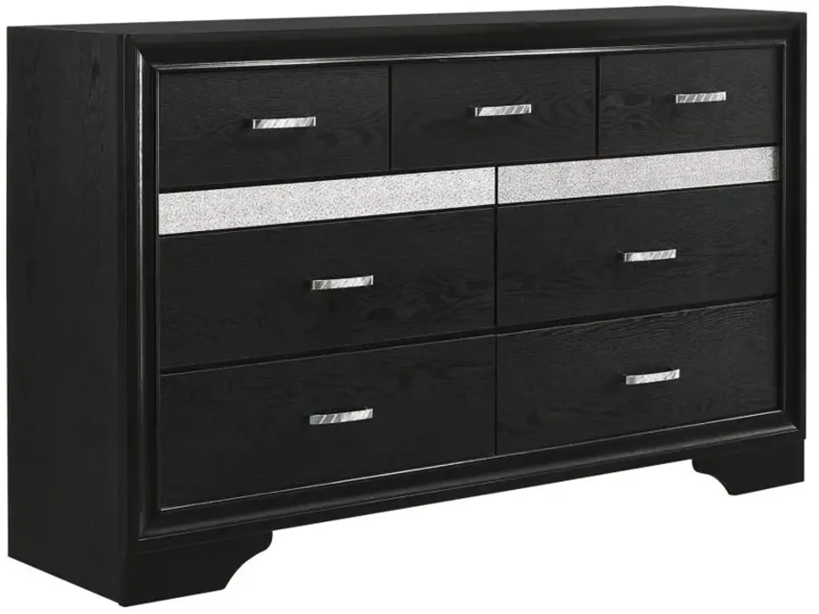 Miranda 7-drawer Dresser Black and Rhinestone