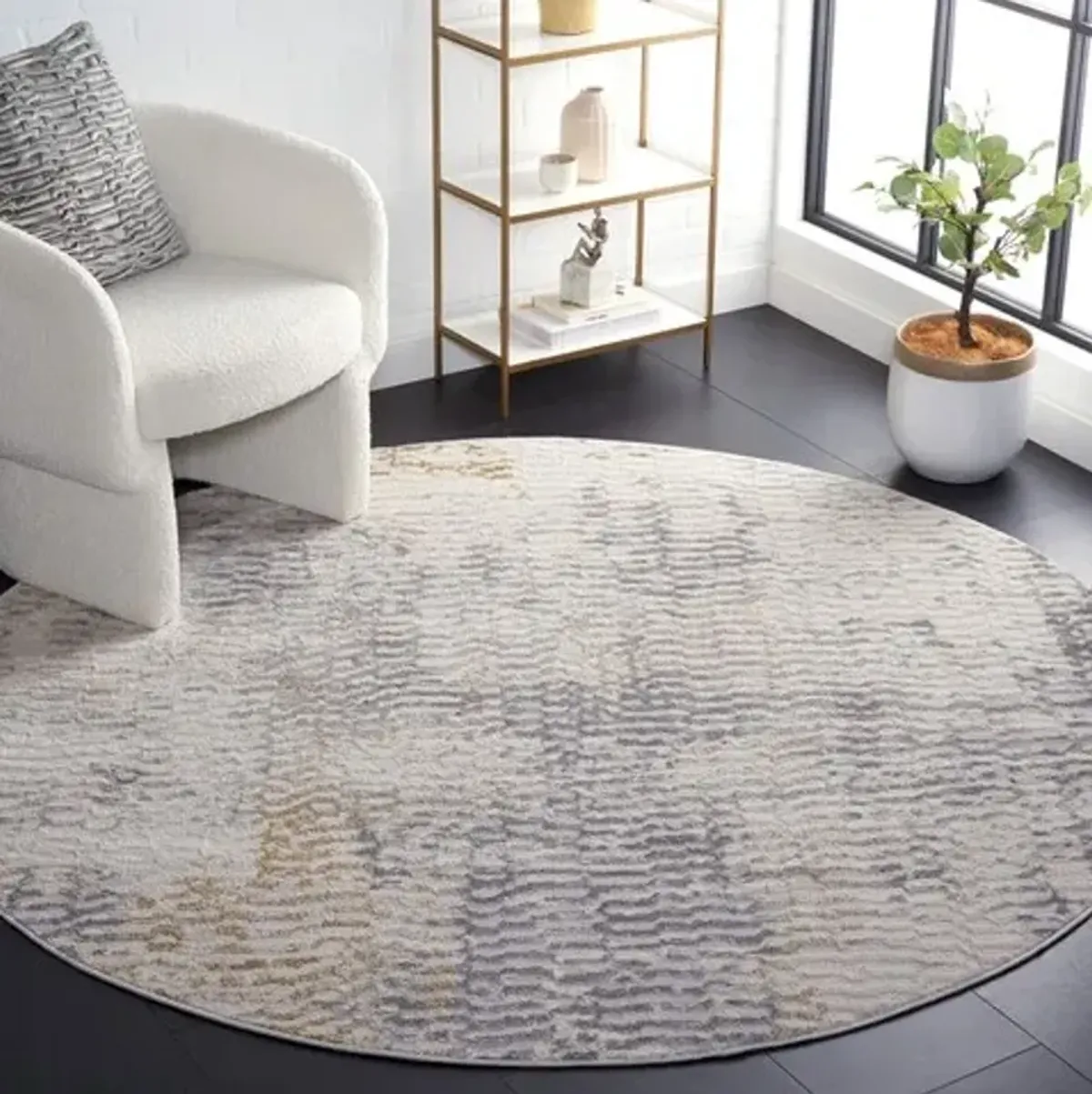 PALMA 352 Grey 6'-7' X 6'-7' Round Round Rug