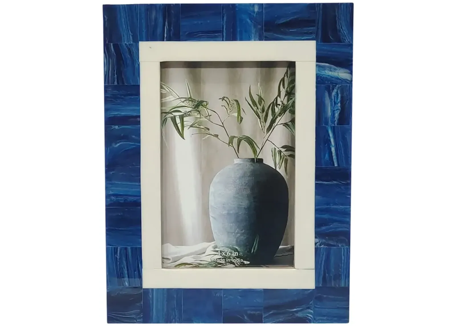 Resin, 4x6 Navy & White Border Photo Frame, Navy/w