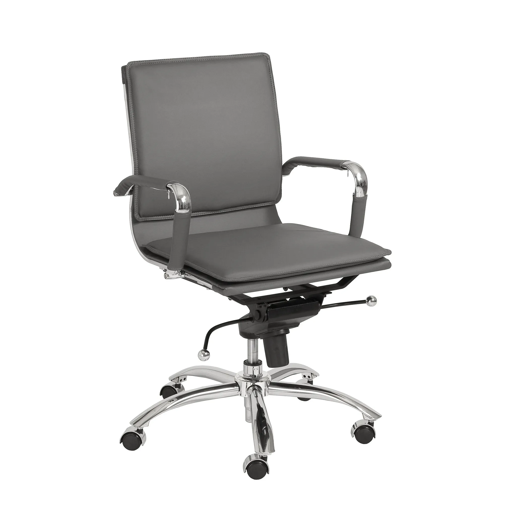 Gunar Pro Low Back Office Chair in Gray with Chromed Steel Base