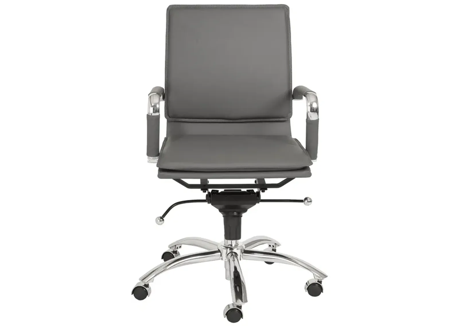 Gunar Pro Low Back Office Chair in Gray with Chromed Steel Base