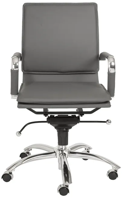 Gunar Pro Low Back Office Chair in Gray with Chromed Steel Base