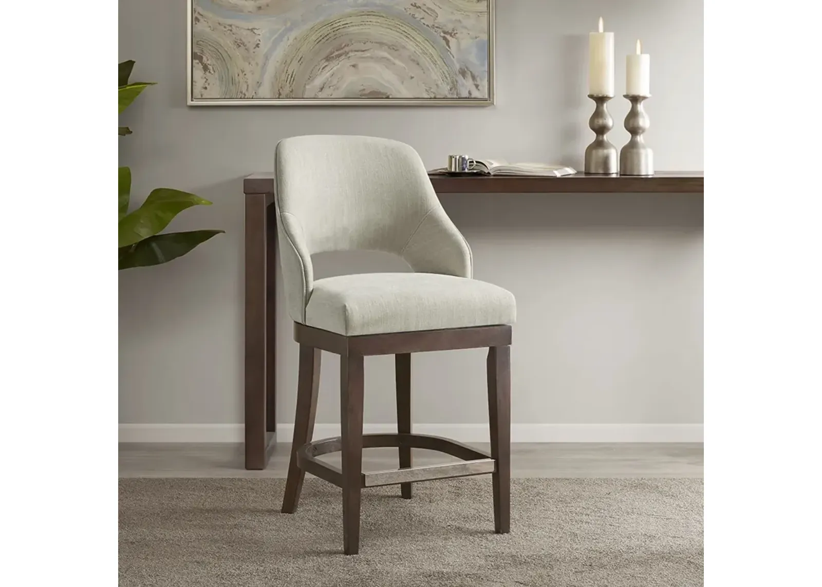 Madison Park Jillian Cream Counter Stool with Swivel Seat