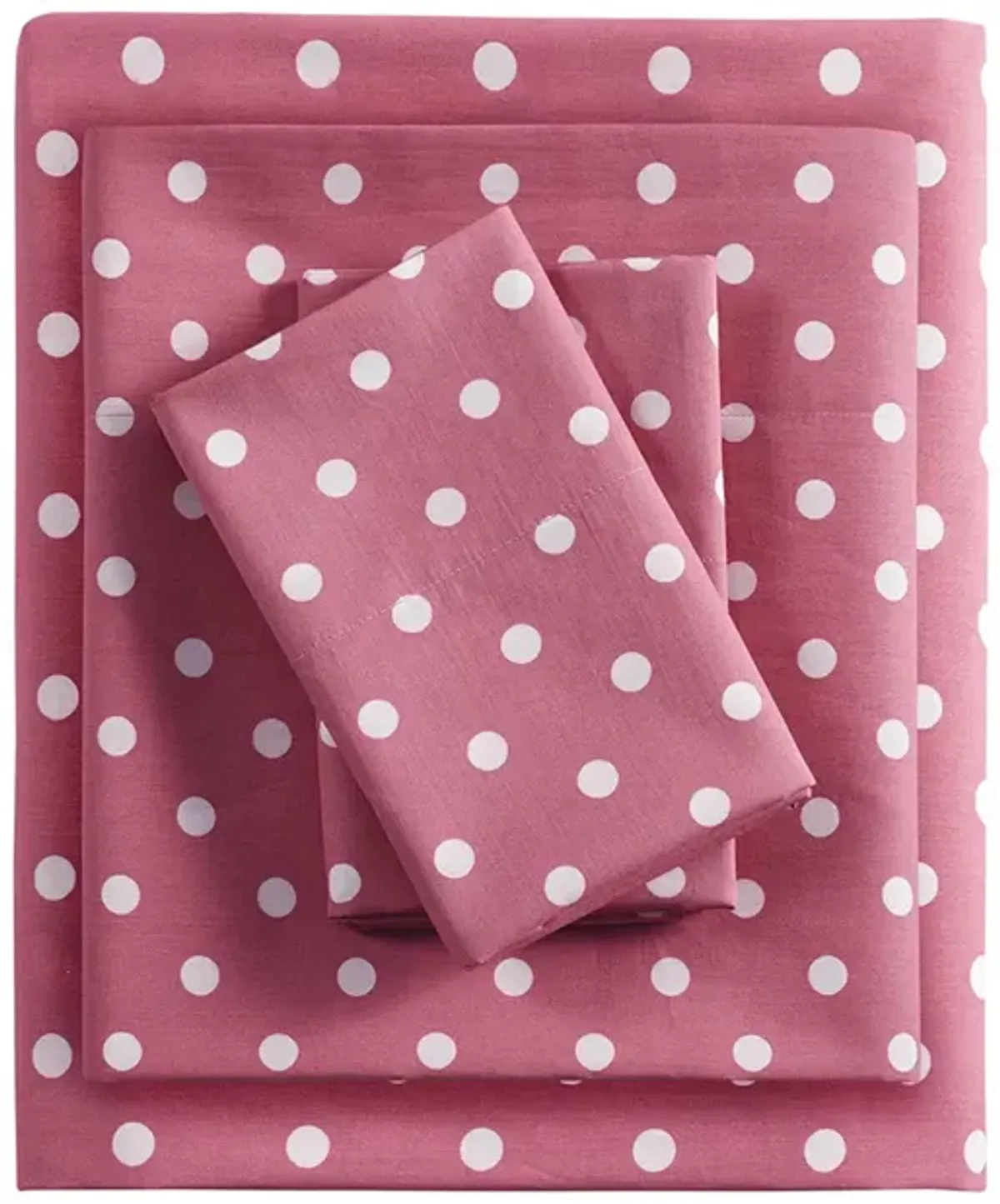 Mi Zone Polka Dot Dark Pink Printed 100% Cotton Sheet Set