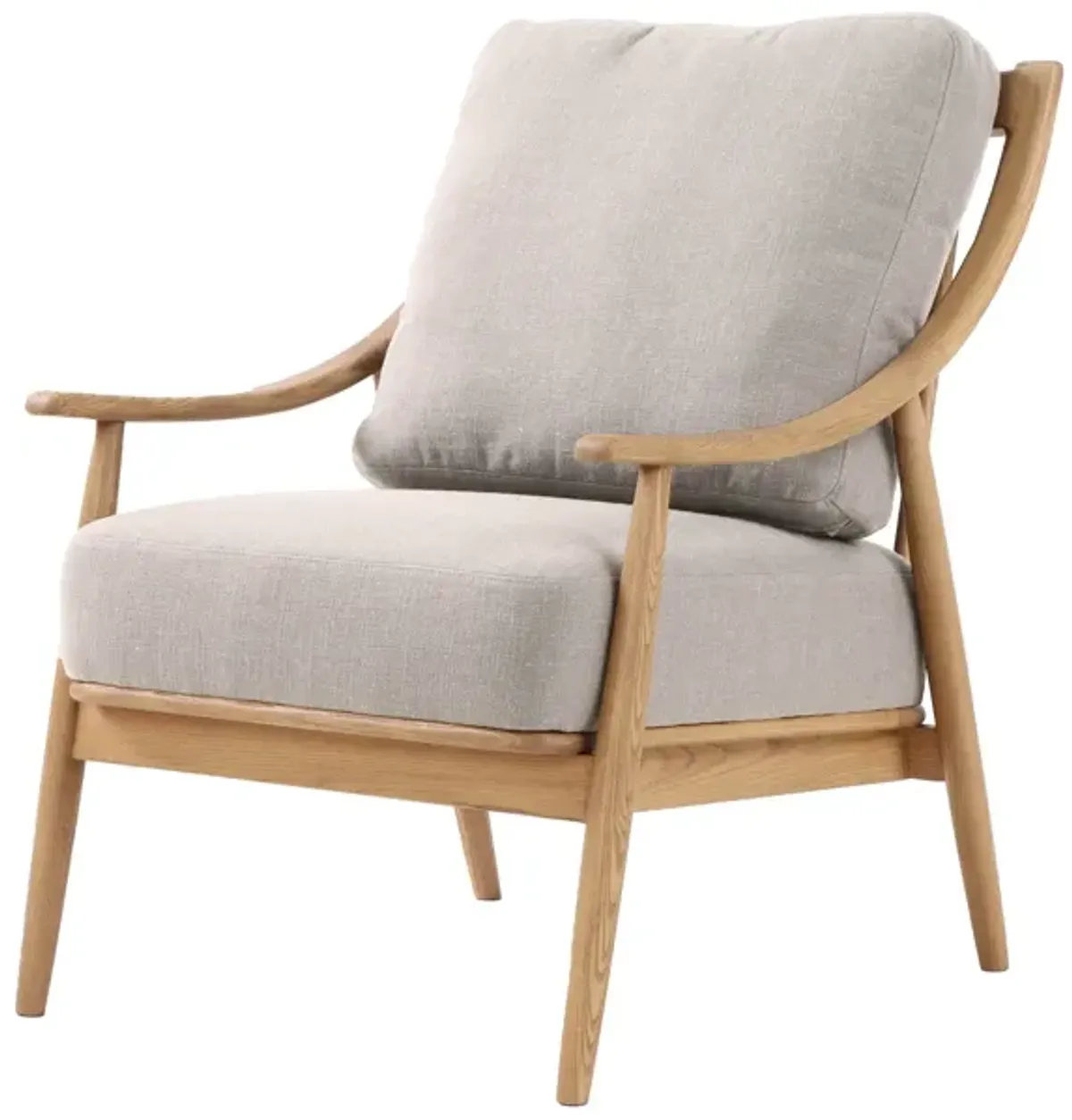 Kinsley Club Chair - Light Linen Cushions / Natural Frame