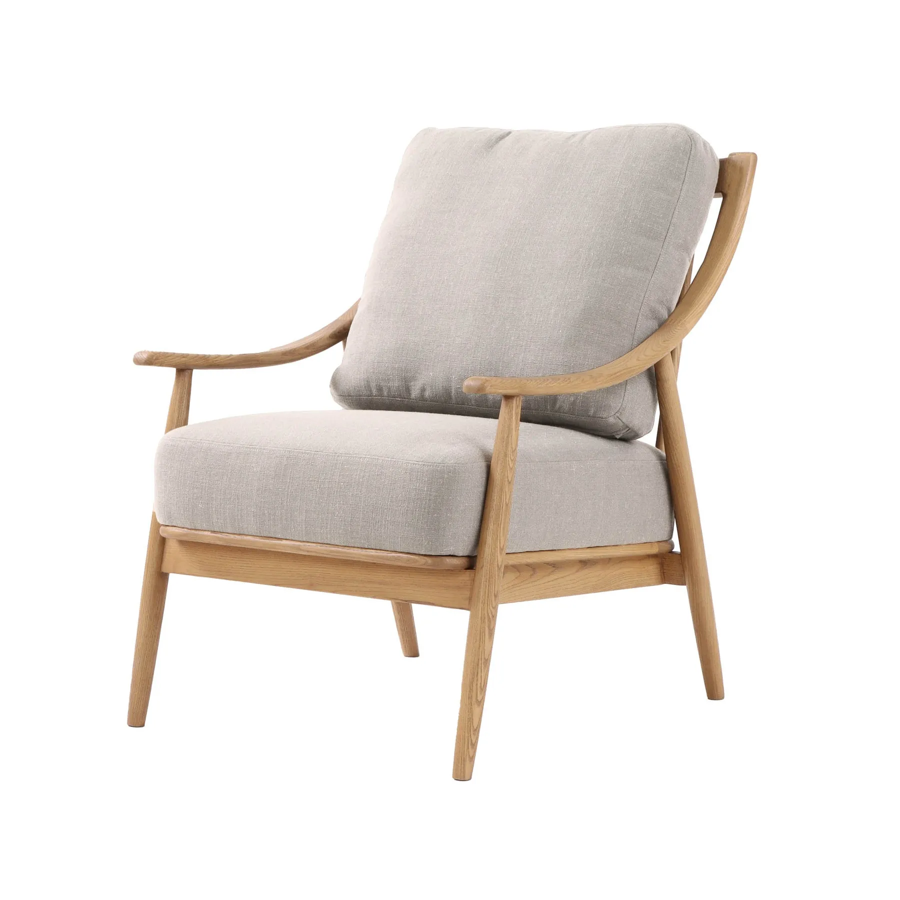 Kinsley Club Chair - Light Linen Cushions / Natural Frame