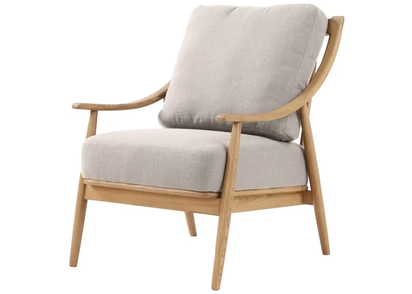 Kinsley Club Chair - Light Linen Cushions / Natural Frame