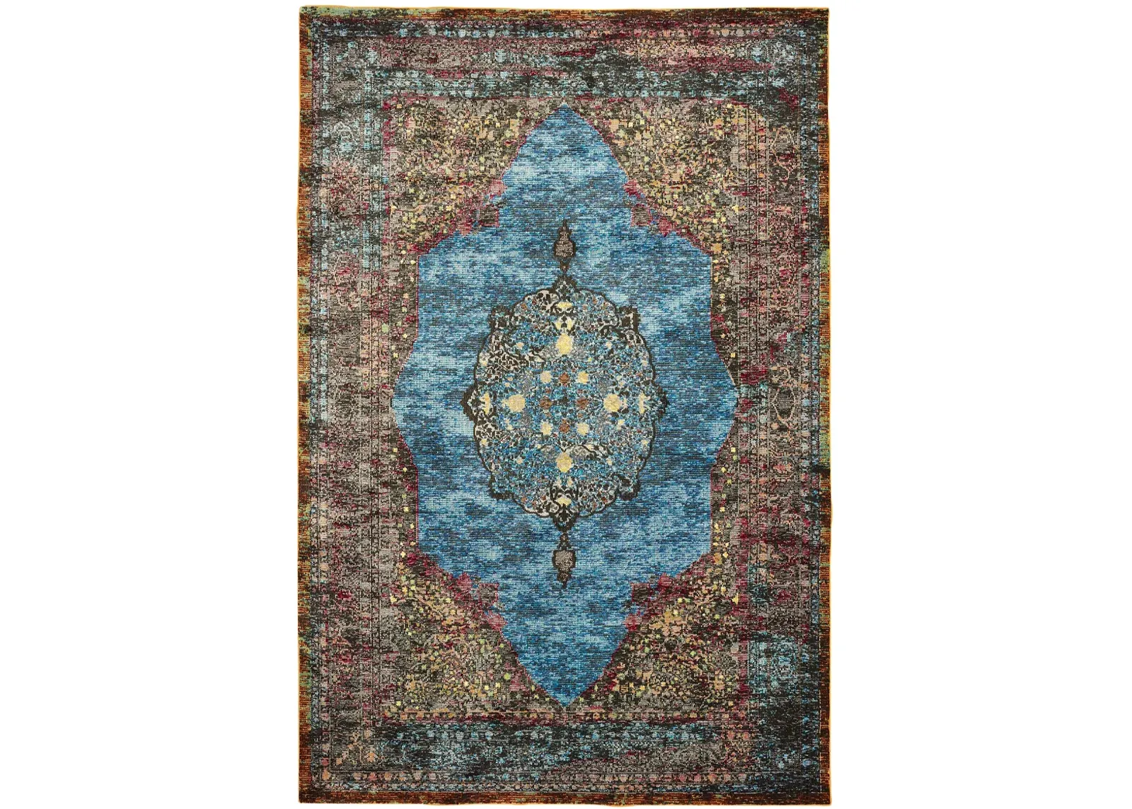 Galaxy Turquoise/ Multicolor Oriental Medallion Indoor Area Rug 5' x 8'